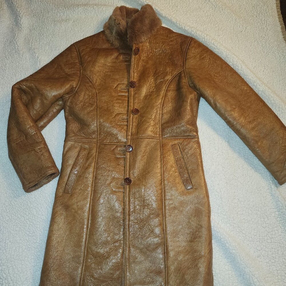 Brown Leather Women's Coat